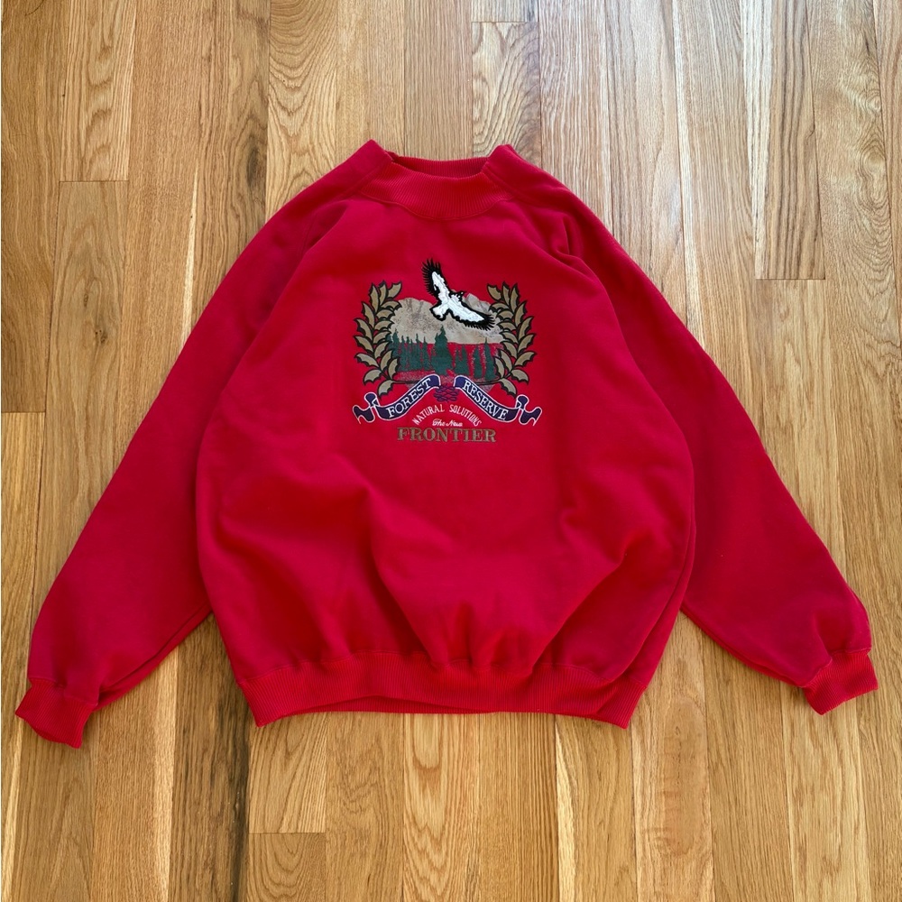 Vintage 90s Northwest Territory Forest Reserve Animal Natural Sweatshirt Large